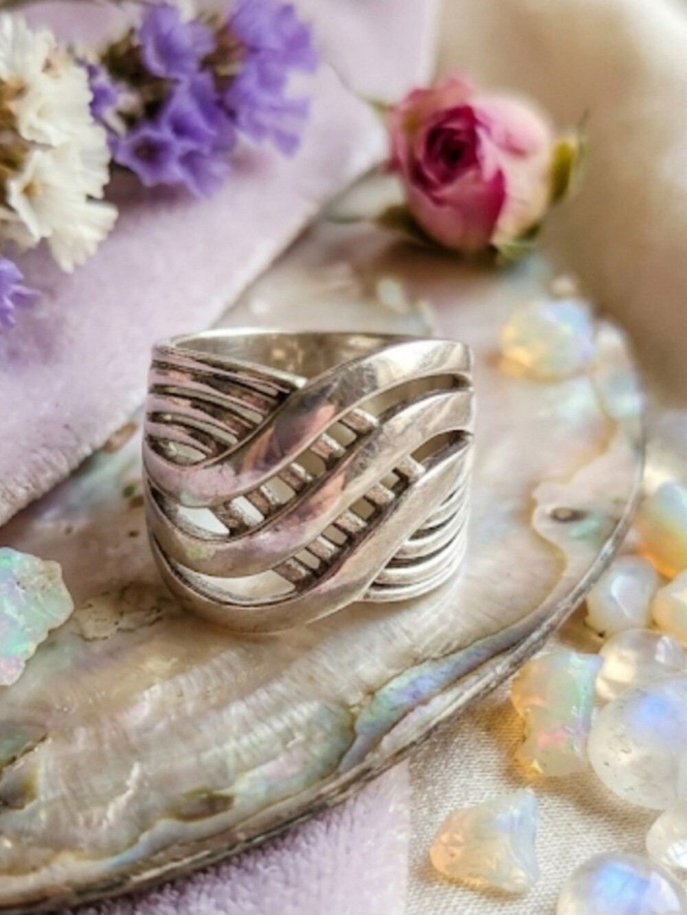 Vintage Chapal Zenray 925 Thailand Sterling Silver Statement Ring Size 7